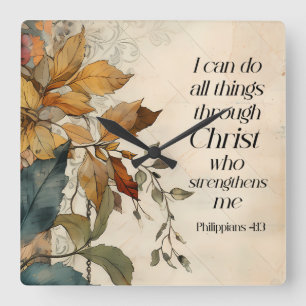 Filippinerna 4:13 Hela sak genom Kristus Bible Fyrkantig Klocka