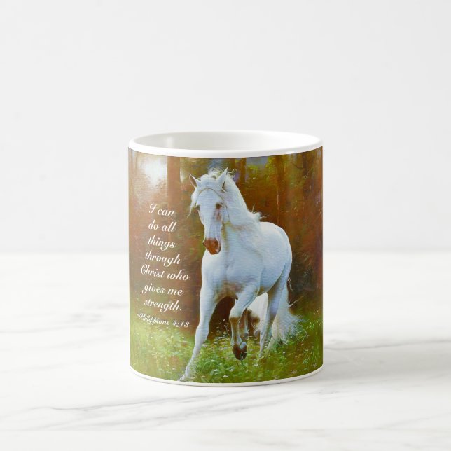Filippinerna 4:13 Hela sak genom Kristus, Horse Kaffemugg (Center)