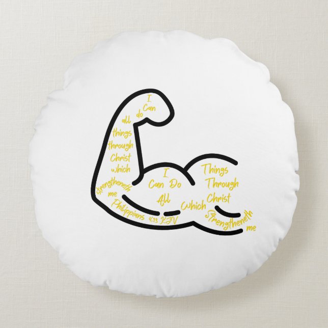 Filippinerna 4:13 KJV Bible Verse Rund Kudde (Framsidan)