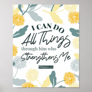 Filippinerna 4:13 med blommigt konst vit ver poster