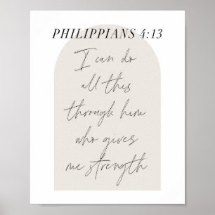 Filippinerna 4:13 Minimal Boho Beige Arch-skript Poster