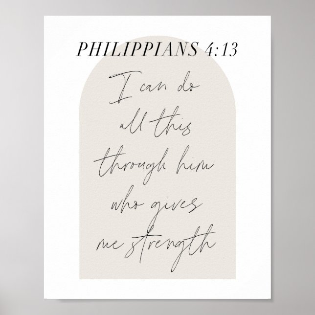 Filippinerna 4:13 Minimal Boho Beige Arch-skript Poster (Framsidan)