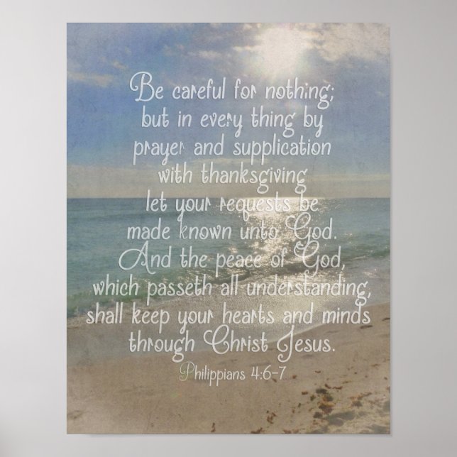 Filippinerna 4:13 Peace Bible Verse Beach Christia Poster (Framsidan)