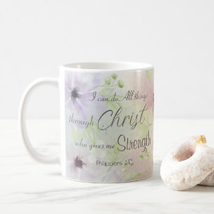 Filippinerna 4:13 Religiösa Bible Verse Blommigt Kaffemugg