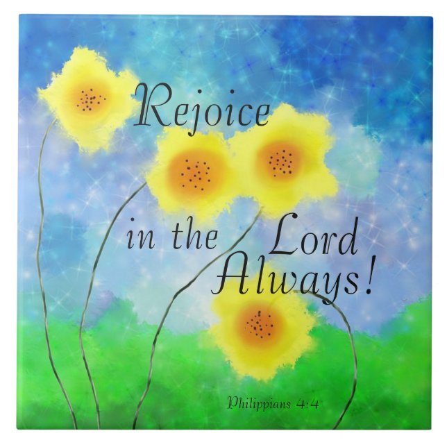 Filippinerna 4:4 Bible, Rejoice in the Lord Always Kakelplatta (Framsidan)