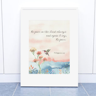 Filippinerna 4:4 Poster av vattenfärg Hummingbird