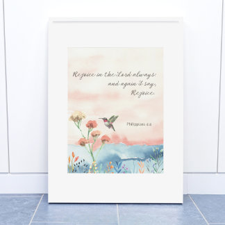 Filippinerna 4:4 Poster av vattenfärg Hummingbird