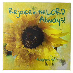 Filippinerna 4:4 Rejoice in the Lord Alltid! Bibel Kakelplatta