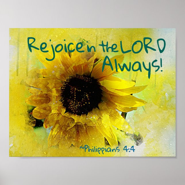 Filippinerna 4:4 Rejoice in the Lord Alltid! Bibel Poster (Framsidan)