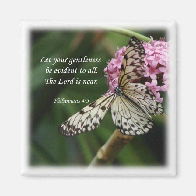 Filippinerna 4:5 Butterfly Flowers Magnet (Framsidan)