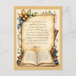 Filippinerna 4:6-7 Christian Bible Verse Art Vykort