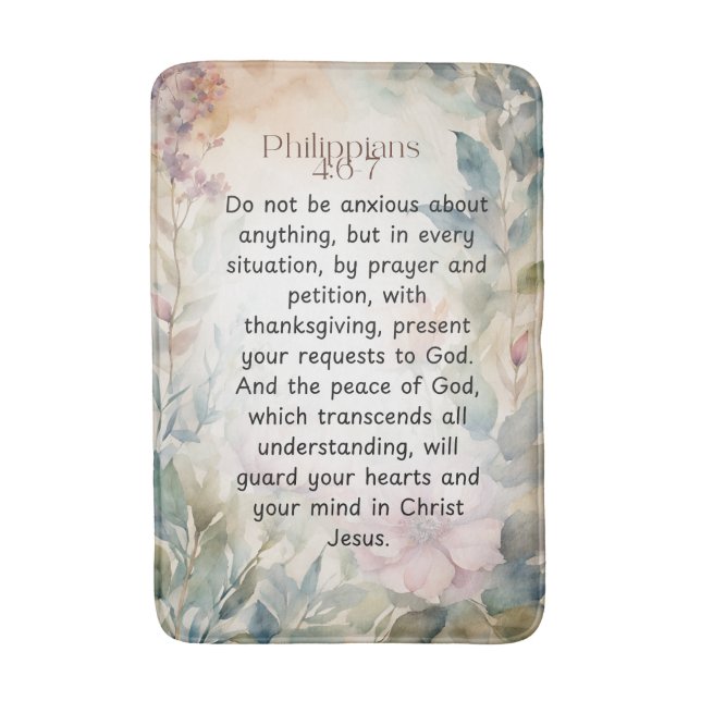 Filippinerna 4:6-7 Christian Bible Verse Watercolo Badrumsmatta (Framsidan (Vertikal))