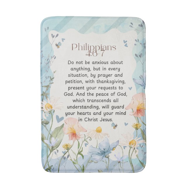 Filippinerna 4:6-7 Christian Bible Verse Watercolo Badrumsmatta (Framsidan (Vertikal))