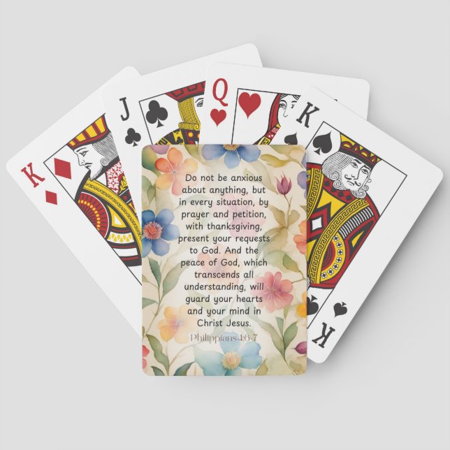 Filippinerna 4:6-7 Christian Bible Verse Watercolo Casinokort (Baksidan)