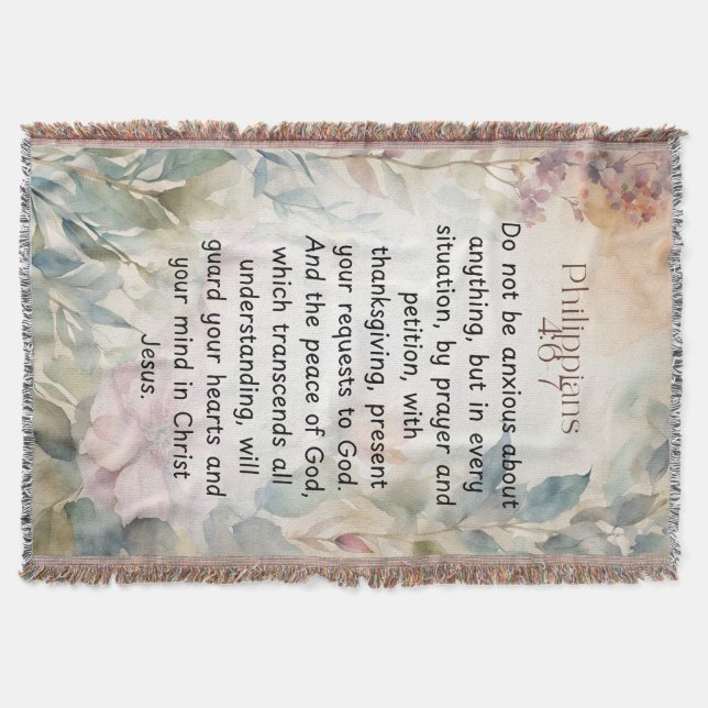 Filippinerna 4:6-7 Christian Bible Verse Watercolo Filt (Framsidan)