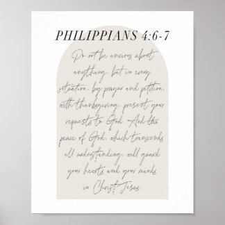 Filippinerna 4:6-7 Minimal Boho Beige Arch-skript Poster