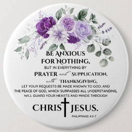 Filippinerna 4:6-7 Scripture Lila blommor Knapp