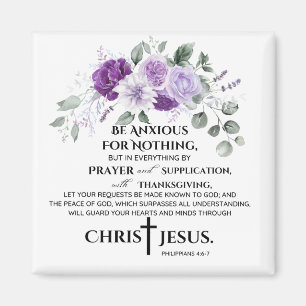 Filippinerna 4:6-7 Scripture Lila blommor Magnet