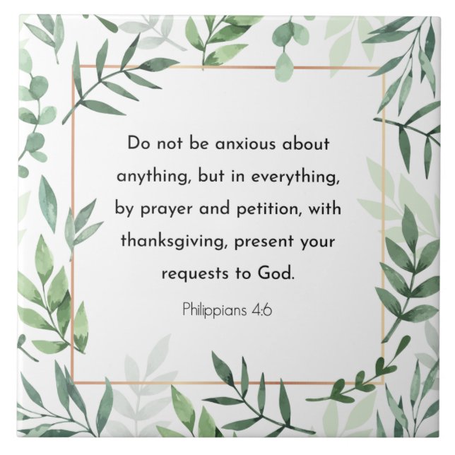 Filippinerna 4:6, Bible Verse, Christianity Kakelplatta (Framsidan)