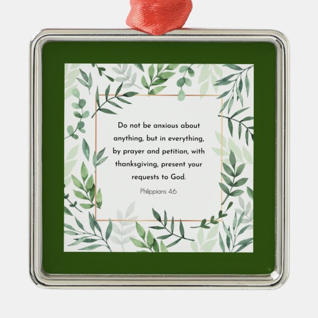 Filippinerna 4:6, Bible Verse Julgransprydnad Metall (Framsidan)