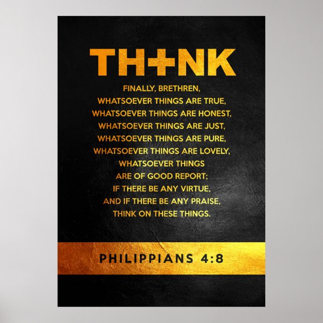 Filippinerna 4:8 Bible Verse Poster (Framsidan)