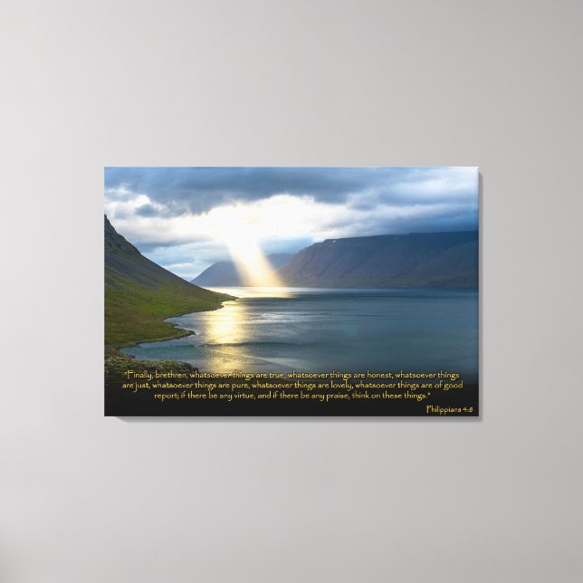 Filippinerna 4:8 Christian Bible Verse Canvas Art (Framsida)