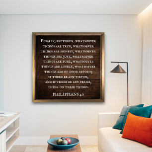Filippinerna 4:8 Kung James Bible Inspirational Poster