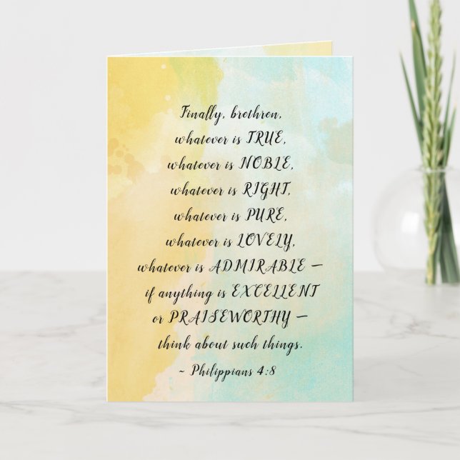 Filippinerna 4:8 Spelar ingen roll är sant. Kort (Framsida)