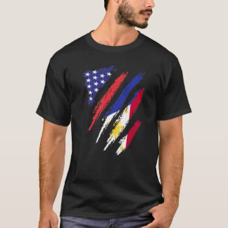 Filippinerna American Grown Flagga USA Patriot Her T Shirt