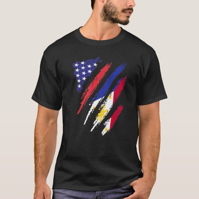Filippinerna American Grown Flagga USA Patriot Her T Shirt (Framsida)
