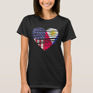 Filippinerna American Grown Heart USA Patriot Heri T Shirt