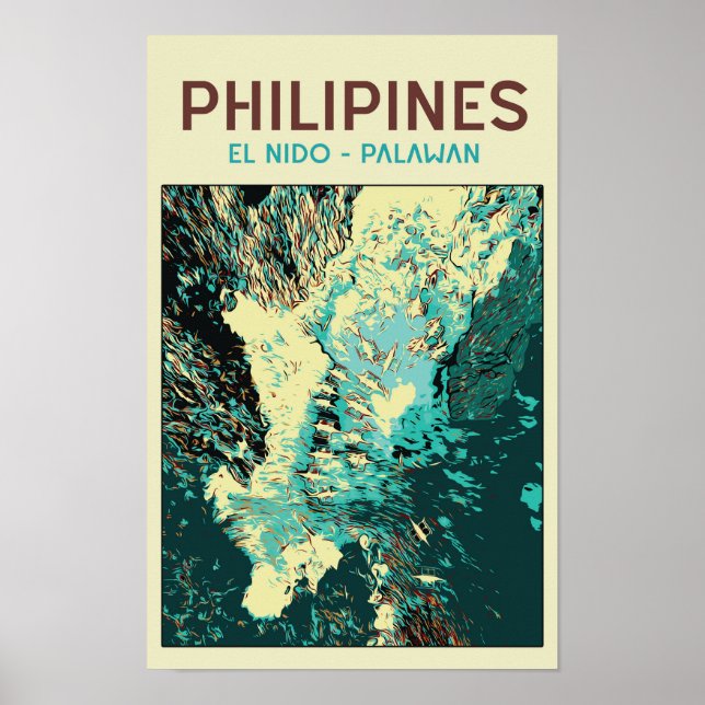 Filippinerna, båtar i underbar El Nido, Palawan Poster (Framsidan)