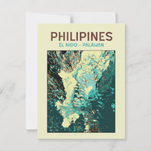 Filippinerna, båtar i underbar El Nido, Palawan Vykort