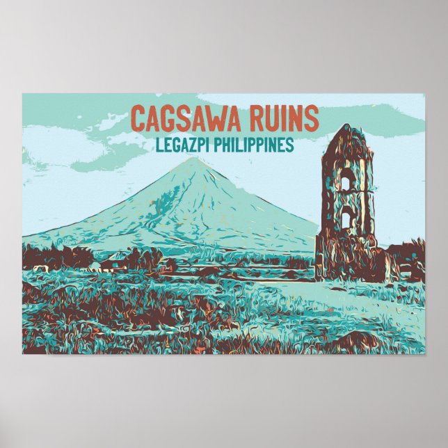 Filippinerna, Cagsawa ruins, Legazpi, Mayon vulcan Poster (Framsidan)