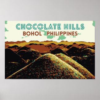 Filippinerna, Chocolate Backe på Bohol Island Post Poster