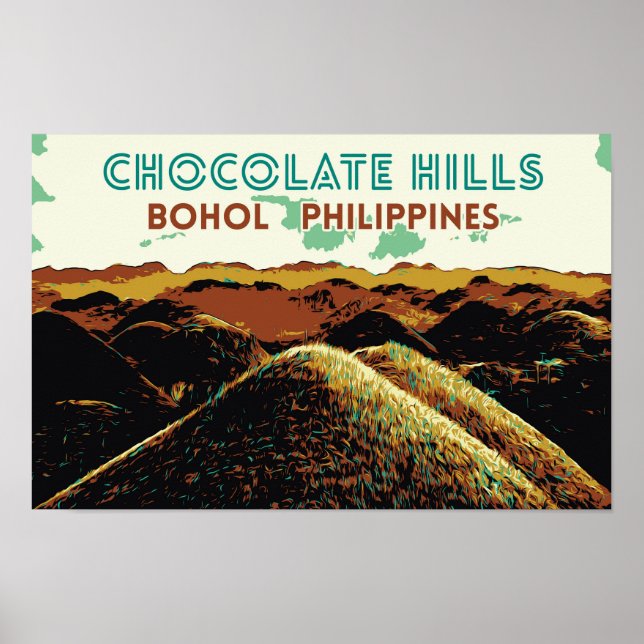 Filippinerna, Chocolate Backe på Bohol Island Post Poster (Framsidan)