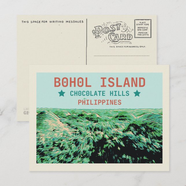 Filippinerna, Chocolate Backe på ön Bohol Vykort (Fram/baksida)