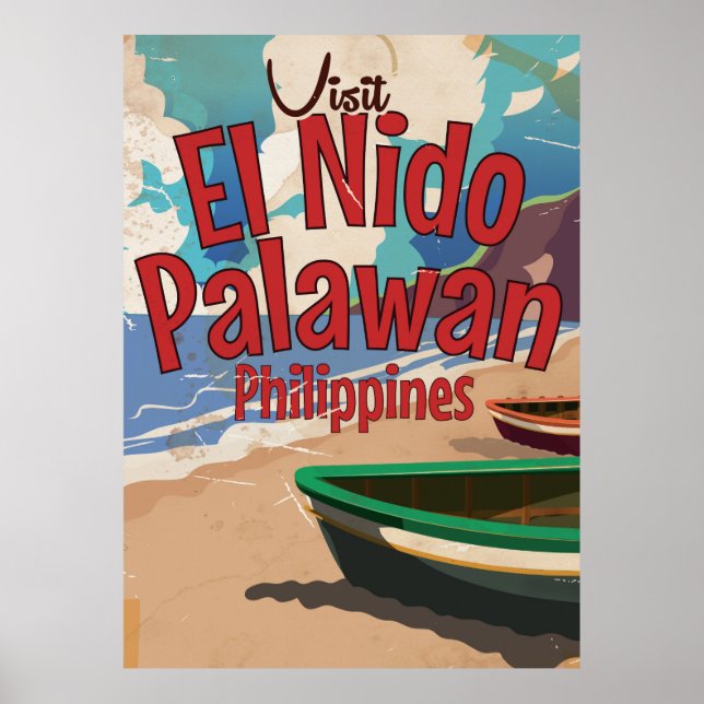 Filippinerna,El Nido, Palawan Resa affisch. Poster (Framsidan)