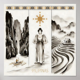 Filippinerna-El Nido & Risterrasser-Lavgris </s> Poster