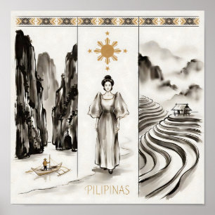 Filippinerna-El Nido & Risterrasser-Lavgris </s> Poster