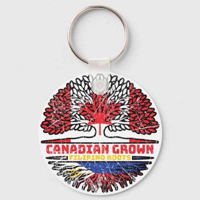 Filippinerna Filipino Canada Träd Roots Fl Nyckelring (Framsida)