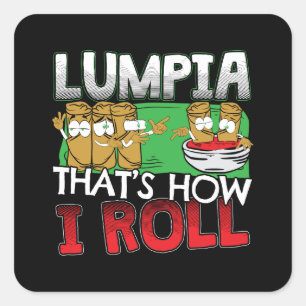 Filippinerna Filipino Lumpia Food Tecknad Fyrkantigt Klistermärke