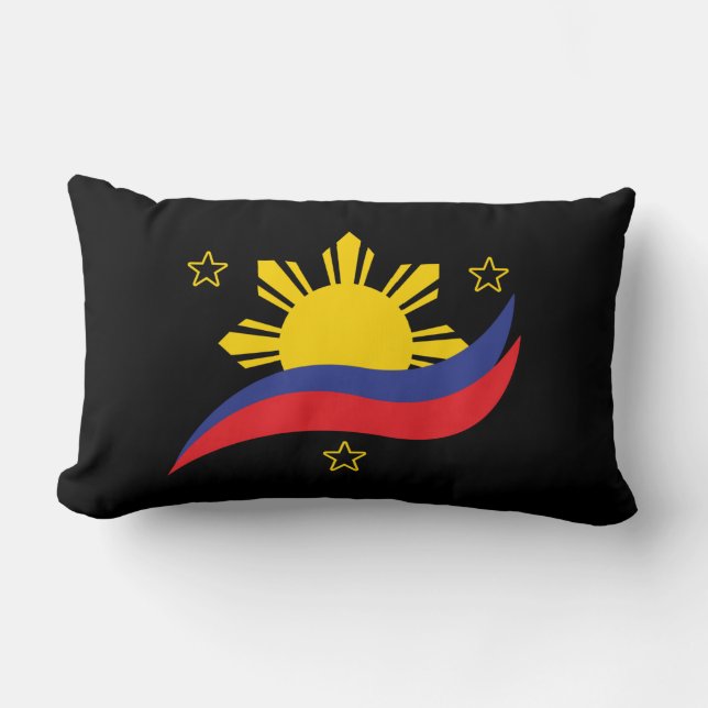Filippinerna Filipino Pinoy Flagga Lumbarkudde (Framsida)