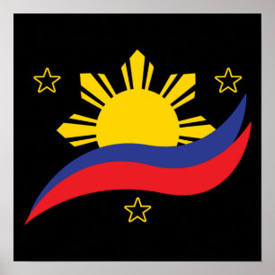 Filippinerna Filipino Pinoy Flagga Poster