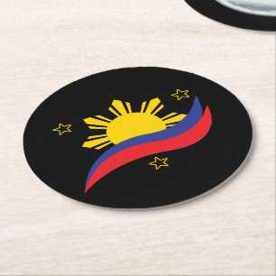 Filippinerna Filipino Pinoy Flagga Underlägg Papper Rund