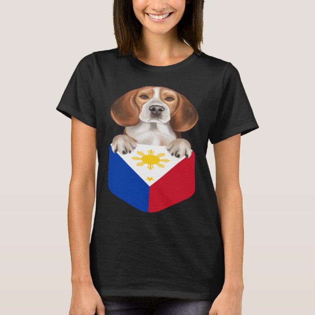 Filippinerna Flagga Beagle Hund in Pocket T Shirt (Framsida)