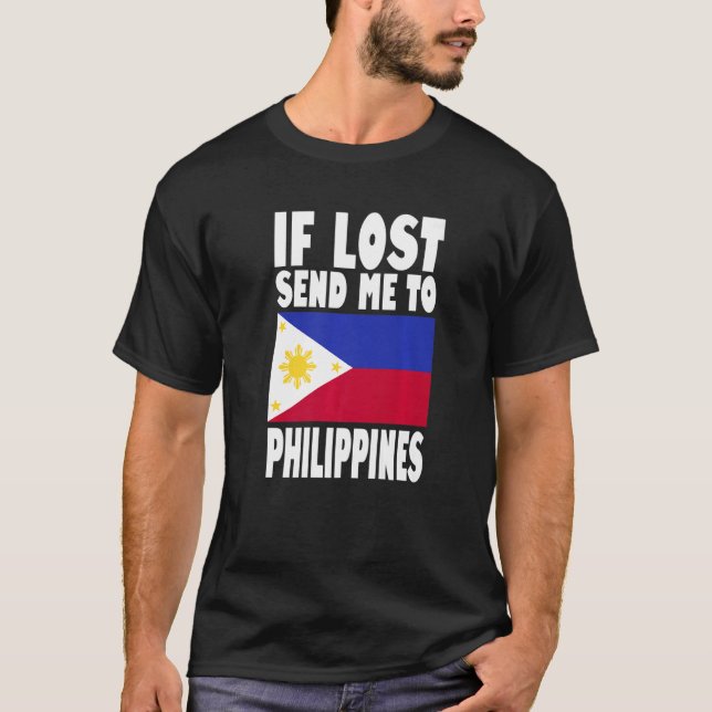 Filippinerna Flagga Design Om borttappaden skickar T Shirt (Framsida)