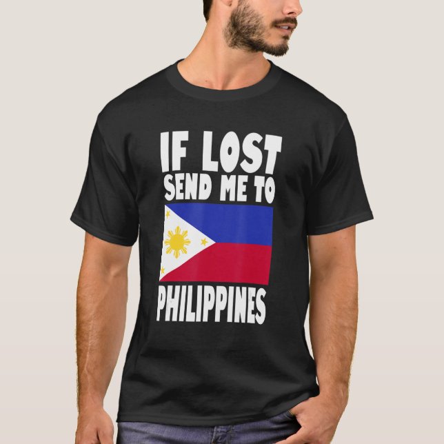 Filippinerna Flagga Design Om borttappaden skickar T Shirt (Framsida)
