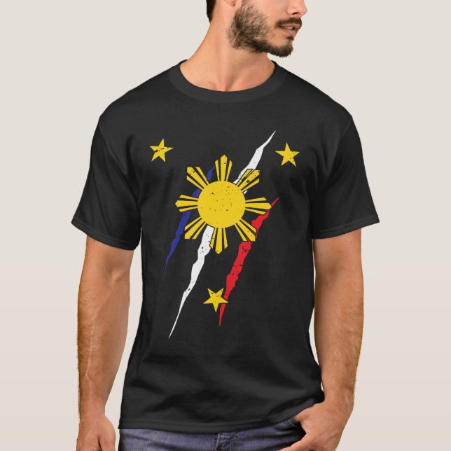 Filippinerna Flagga Filipino Filipina Pinoy Pride  T Shirt (Framsida)