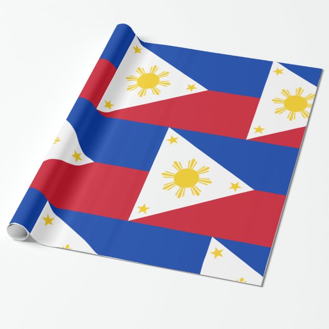 Filippinerna Flagga Filipino Flagga Presentpapper (Utrullad)
